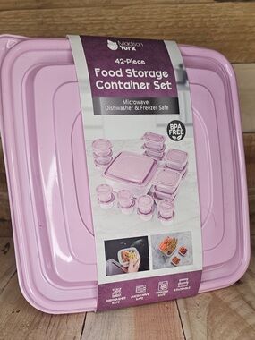 Madison York 42-Piece Pink Food Storage Container Set